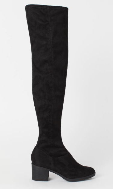 Black Over-The-Knee Thigh Boots On Display